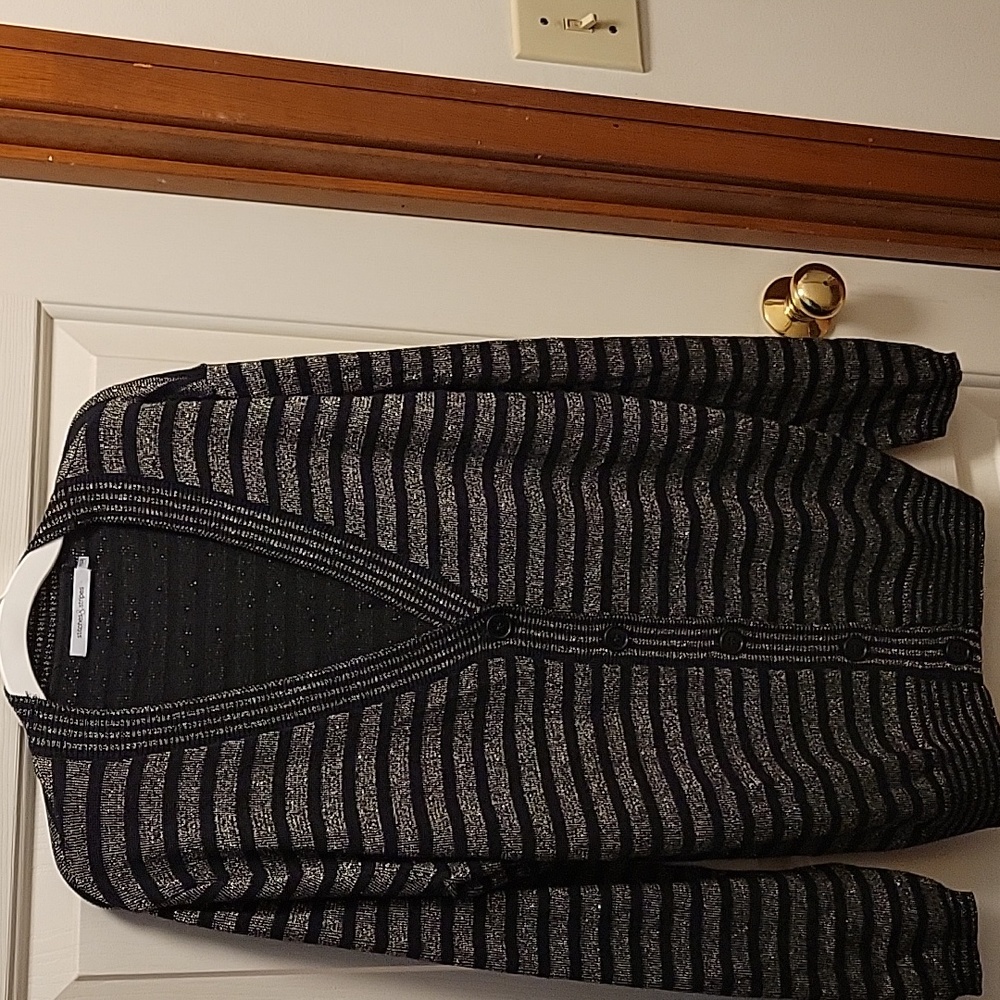Stitches & Stripes Black & Gold Cardigan Size L NWOT